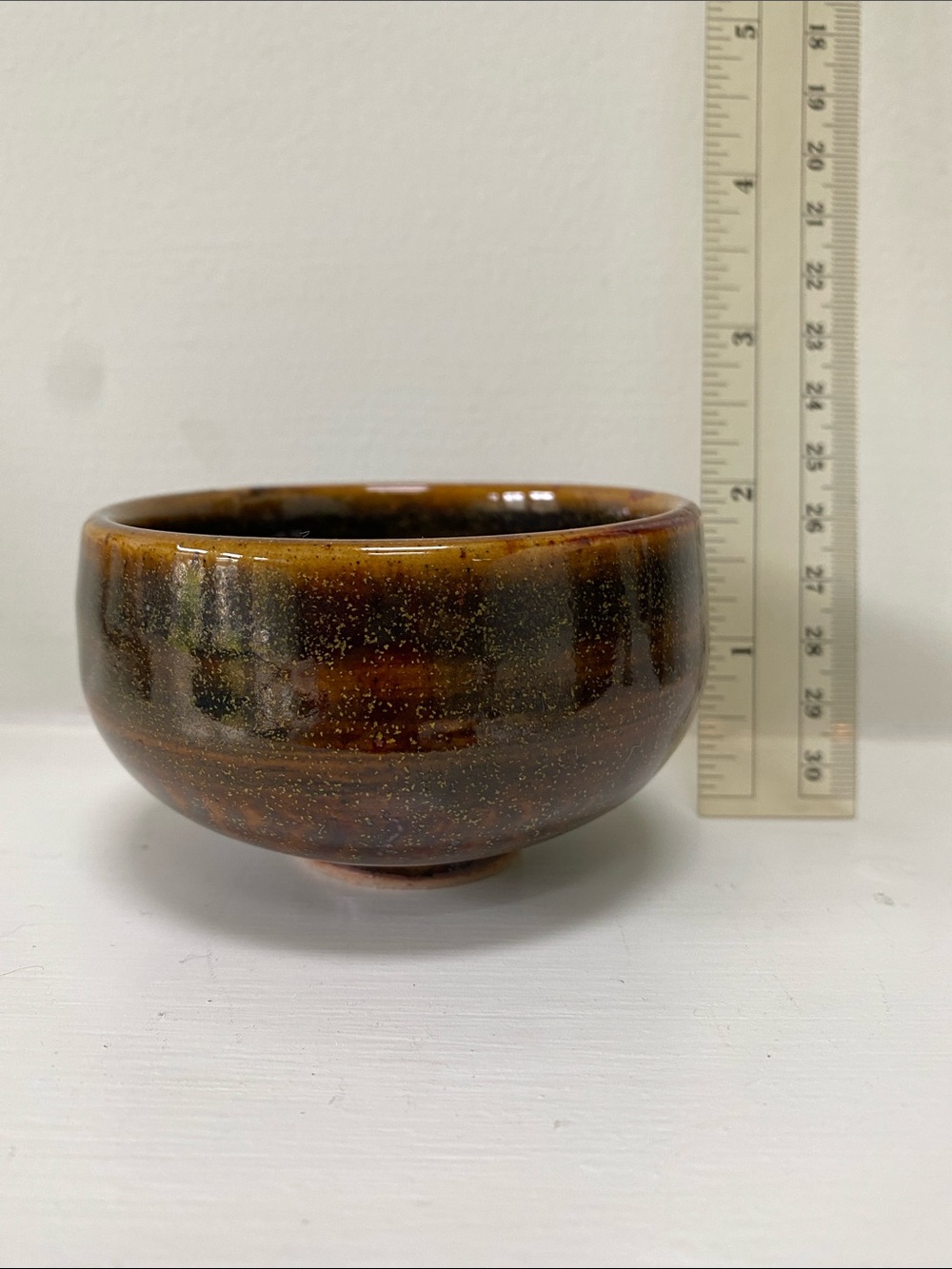 Glazed Ceramic Decorative Bowl in Brown and Black